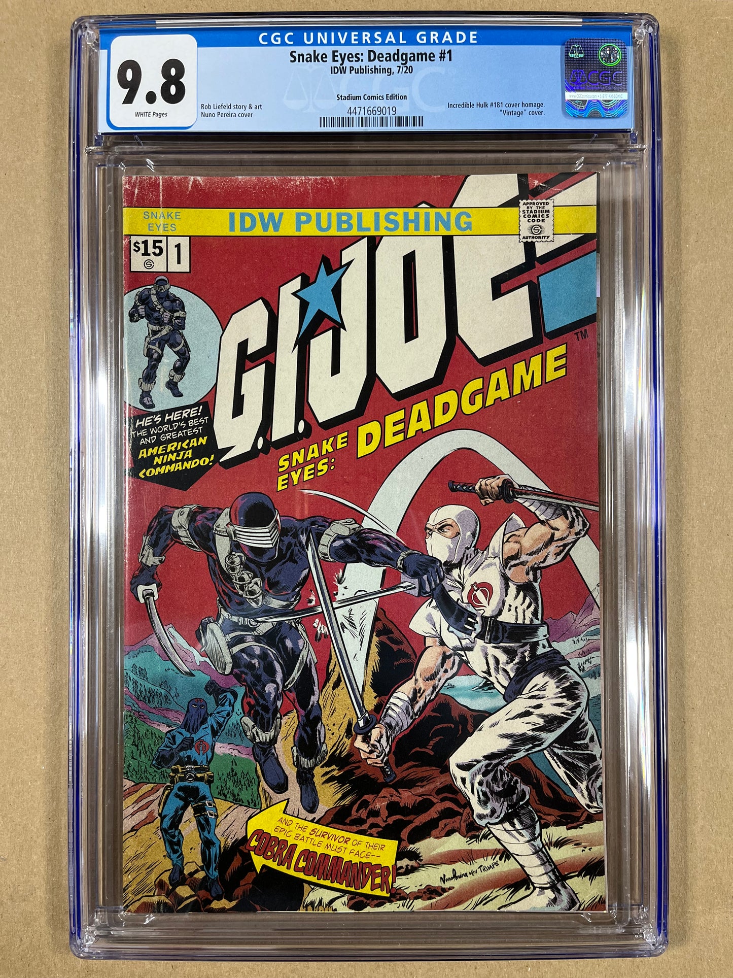 SNAKE EYES: DEADGAME #1 CGC 9.8 - 2020 - STADIUM COMICS EDITION - NUNO PEREIRA VARIANT!