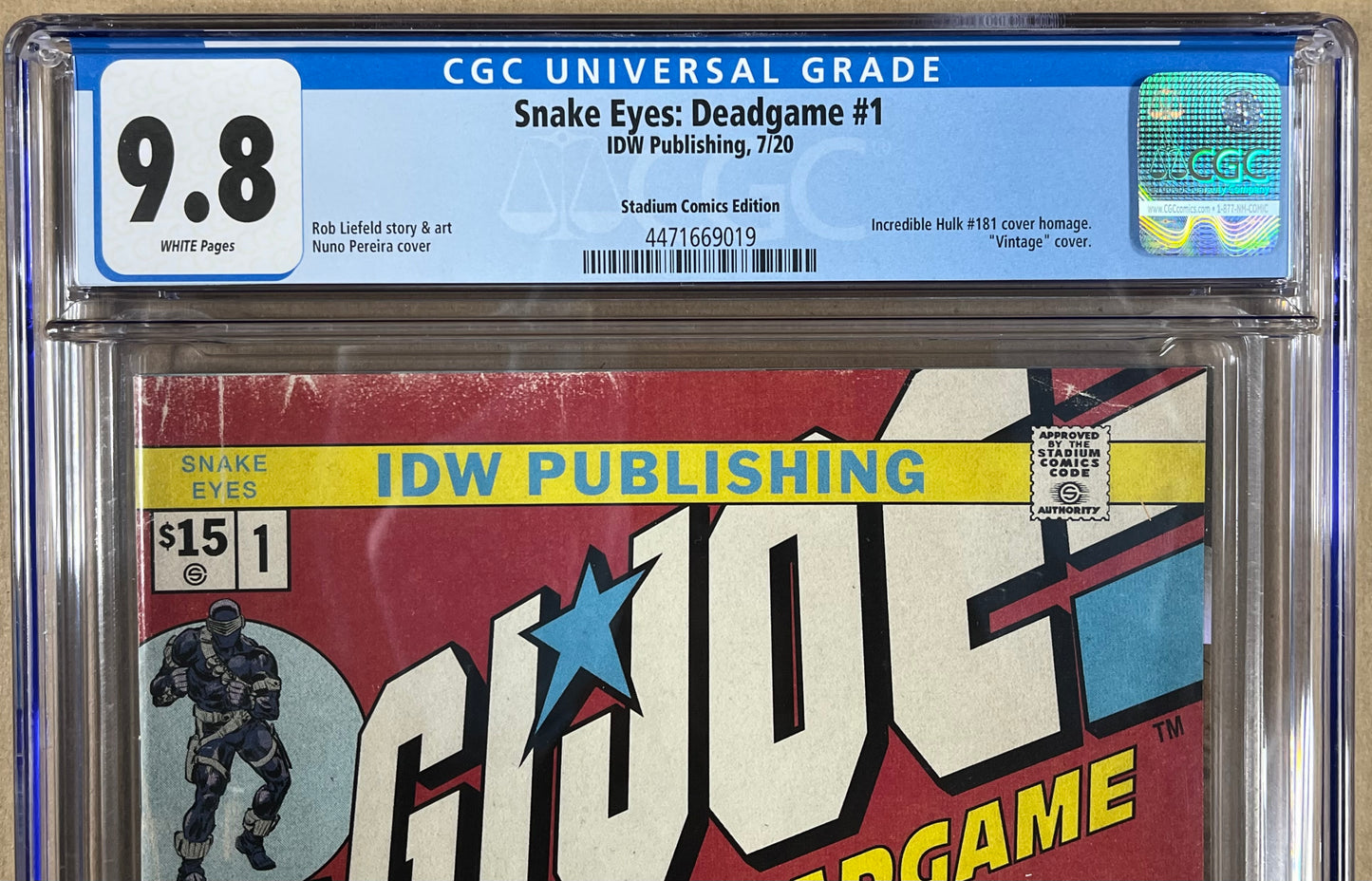 SNAKE EYES: DEADGAME #1 CGC 9.8 - 2020 - STADIUM COMICS EDITION - NUNO PEREIRA VARIANT!