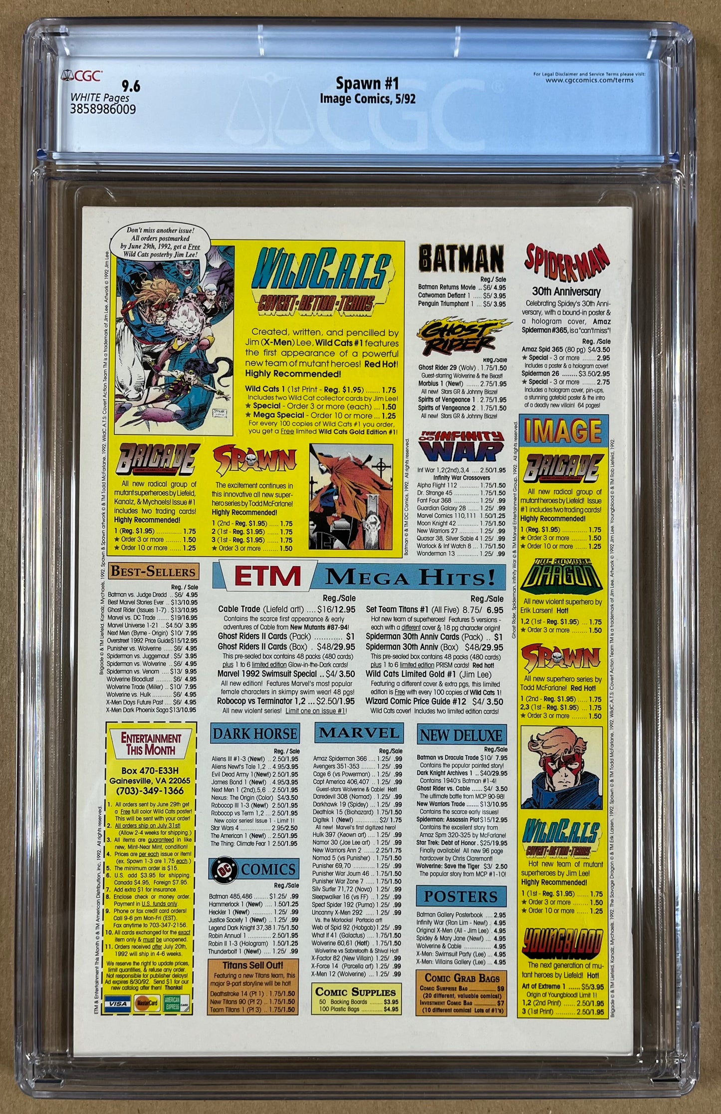SPAWN #1 CGC 9.6 - 1992 - 1ST APPEARANCE OF SPAWN (AL SIMMONS) - IMAGE COMICS - TODD McFARLANE