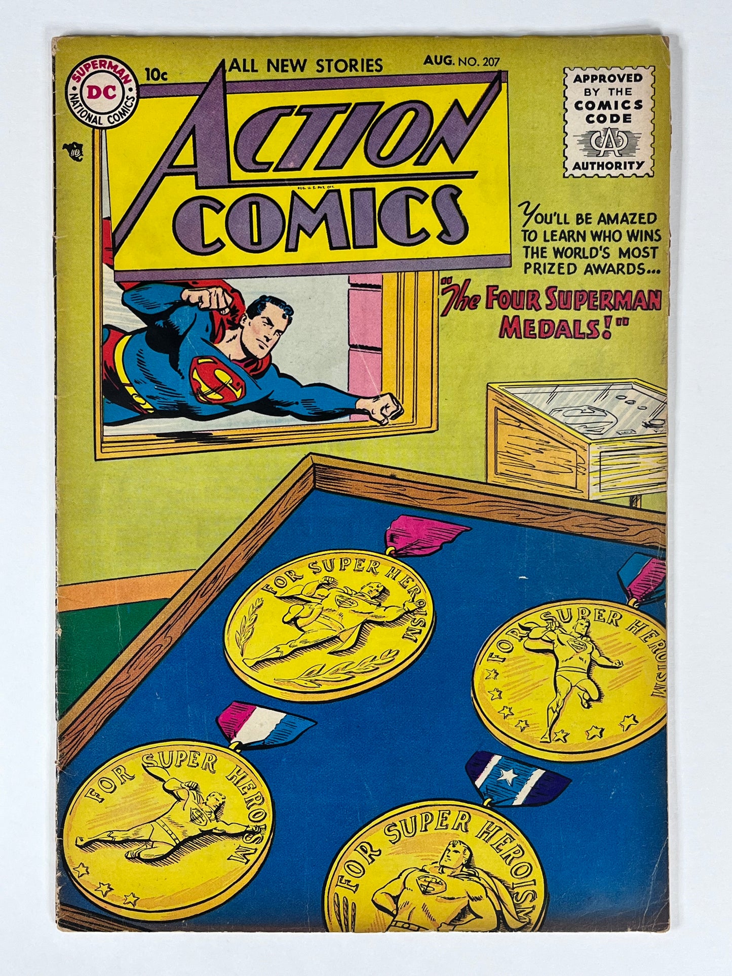 ACTION COMICS #207 - 1955 - VG - THE FOUR SUPERMAN MEDALS - GOLDEN AGE