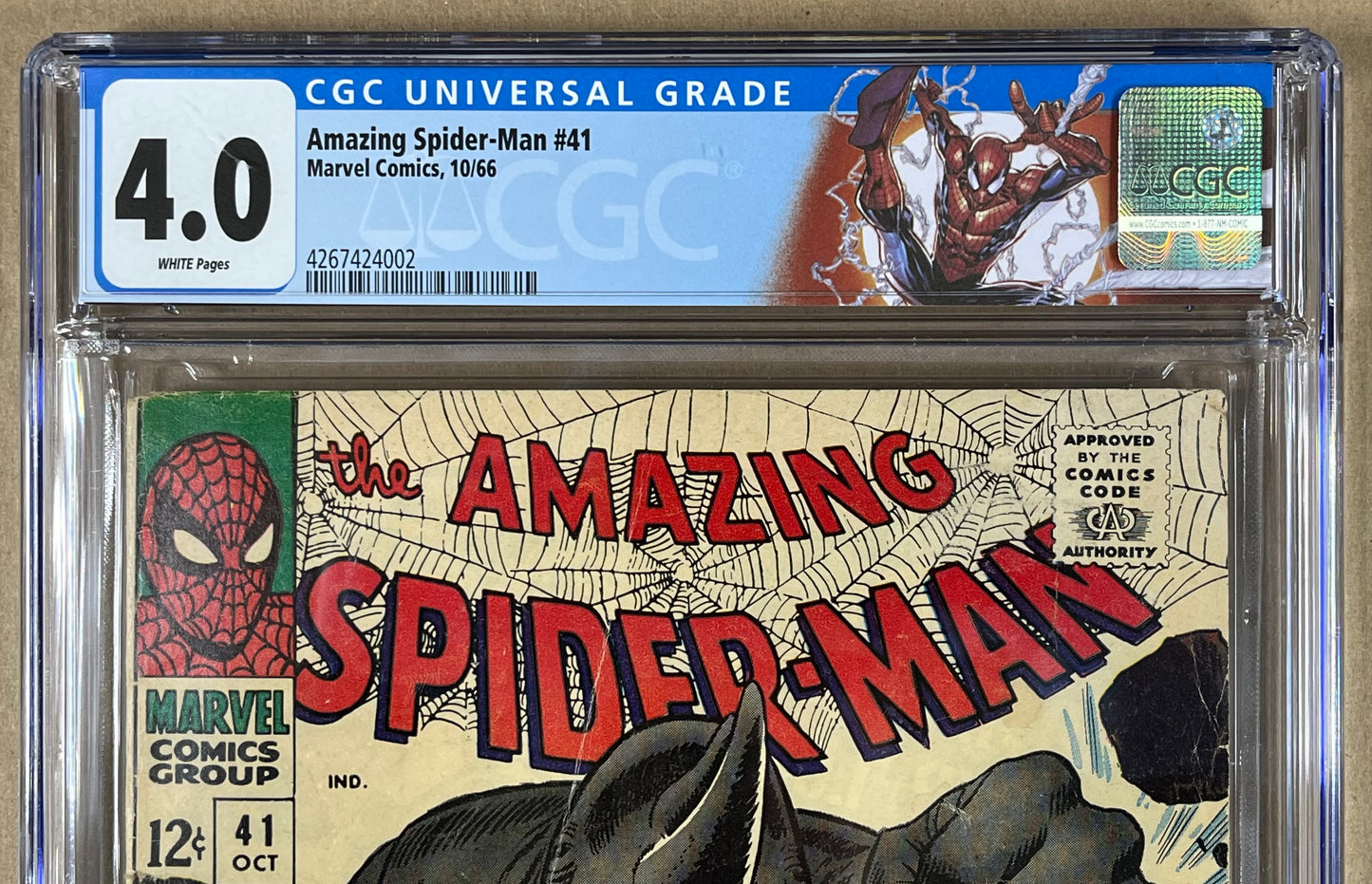 AMAZING SPIDER-MAN #41 CGC 4.0 - 1966 - 1ST APPEARANCE OF THE RHINO - MARVEL COMICS
