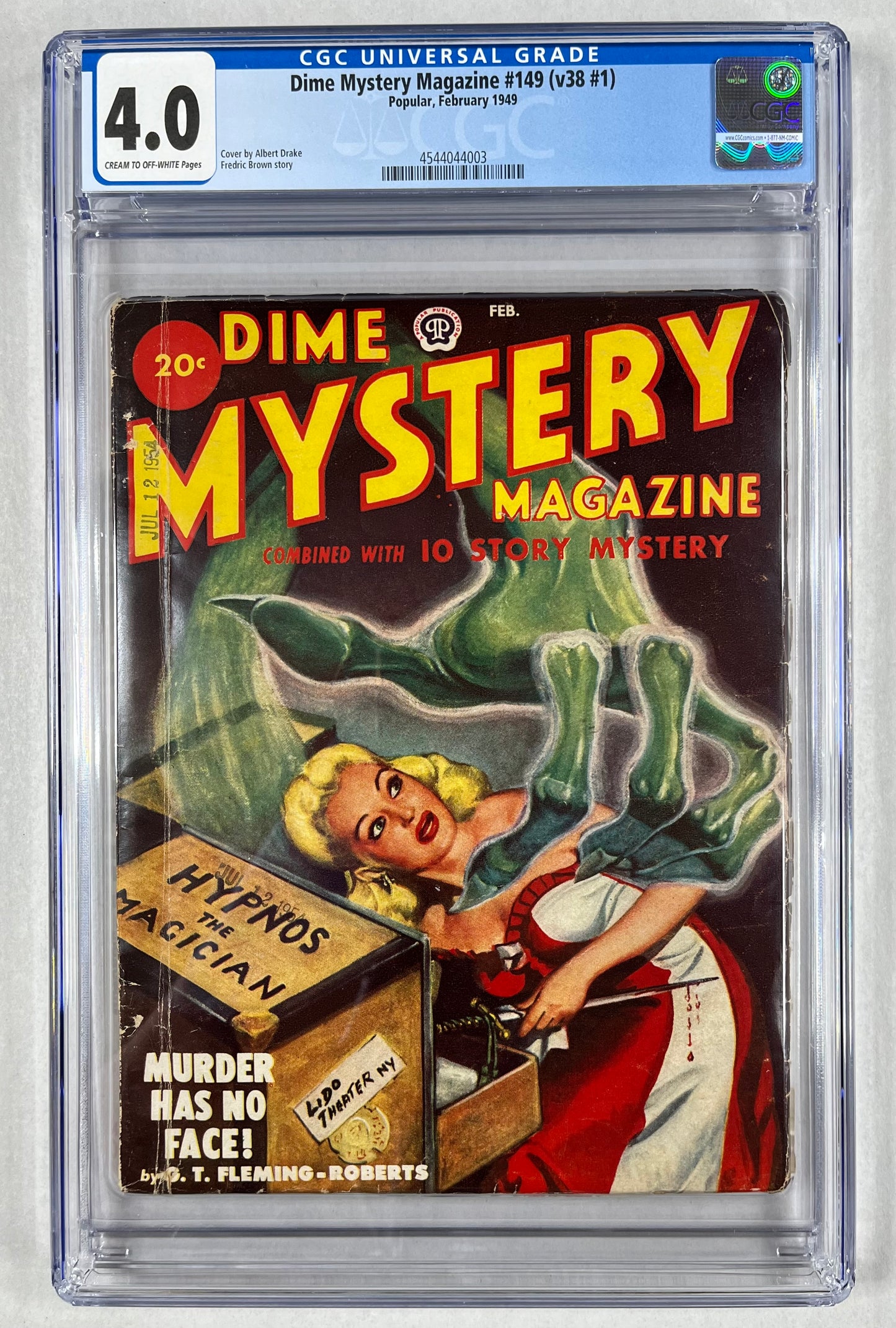 DIME MYSTERY MAGAZINE #149 (v38 #1) CGC 4.0 - 1949 - ALBERT DRAKE COVER - POPULAR - GOLDEN AGE - PULP MAGAZINE