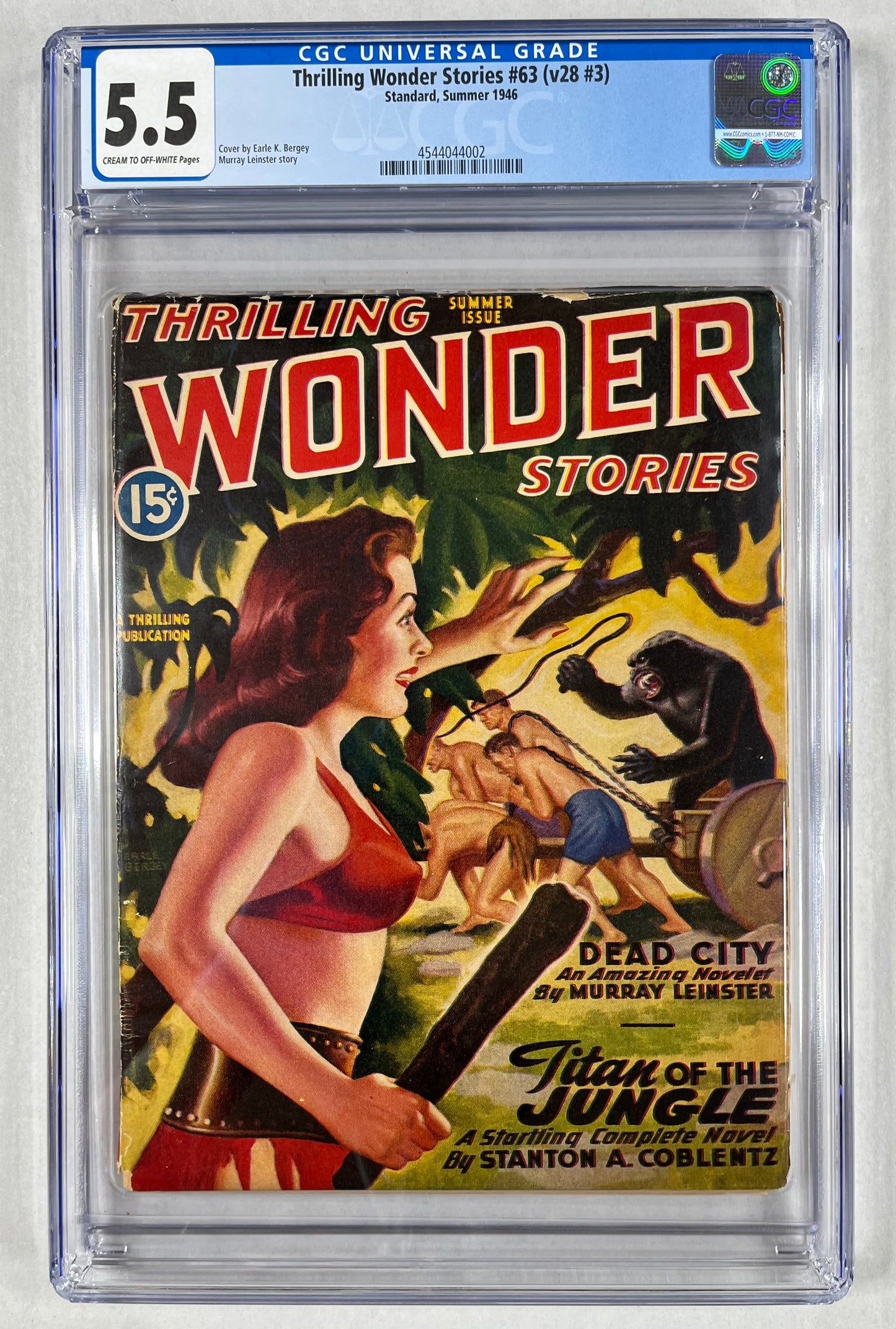 THRILLING WONDER STORIES #63 (v28 #3) CGC 5.5 - 1946 - EARLE K. BERGEY COVER - STANDARD - GOLDEN AGE - PULP MAGAZINE