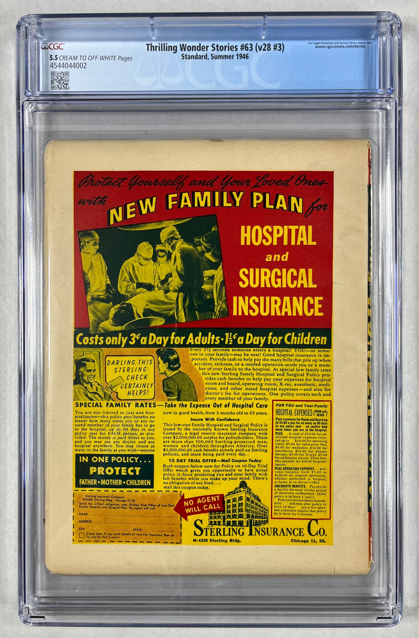 THRILLING WONDER STORIES #63 (v28 #3) CGC 5.5 - 1946 - EARLE K. BERGEY COVER - STANDARD - GOLDEN AGE - PULP MAGAZINE
