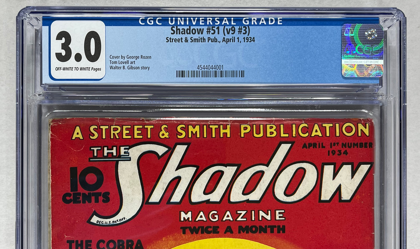 SHADOW #51 (v9 #3) CGC 3.0 - 1934 - GEORGE ROZEN COVER - STREET & SMITH PUB. - GOLDEN AGE - PULP MAGAZINE