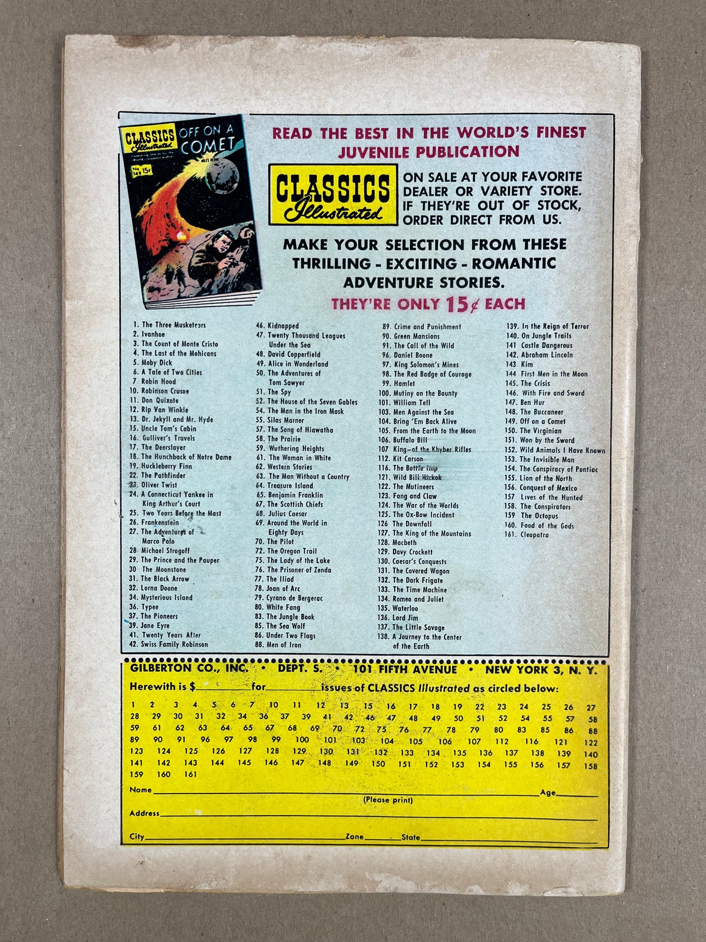 CLASSICS ILLUSTRATED #161 HRN 161 - VG - CLEOPATRA - GILBERTON