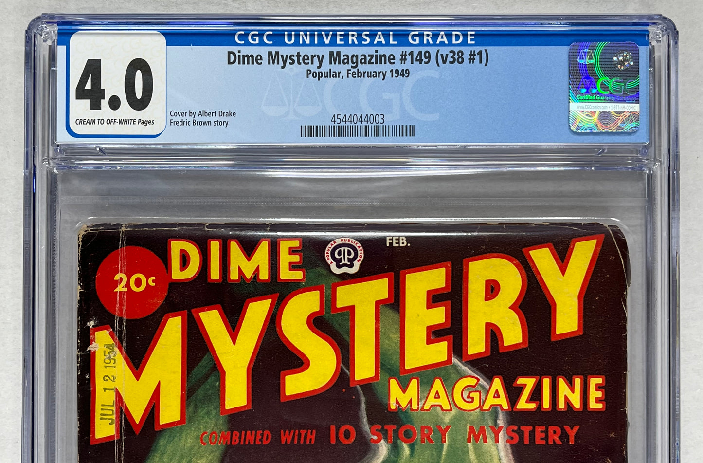 DIME MYSTERY MAGAZINE #149 (v38 #1) CGC 4.0 - 1949 - ALBERT DRAKE COVER - POPULAR - GOLDEN AGE - PULP MAGAZINE