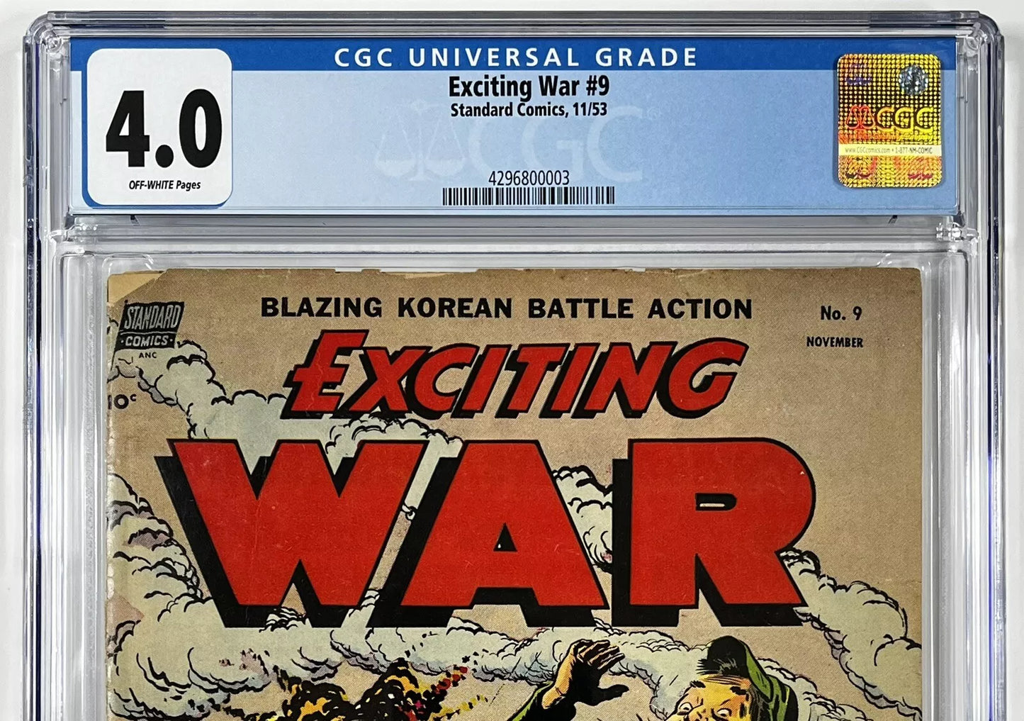 EXCITING WAR #9 CGC 4.0 - K-9 (DOG) ATTACK COVER - RARE - 1953 - GOLDEN AGE