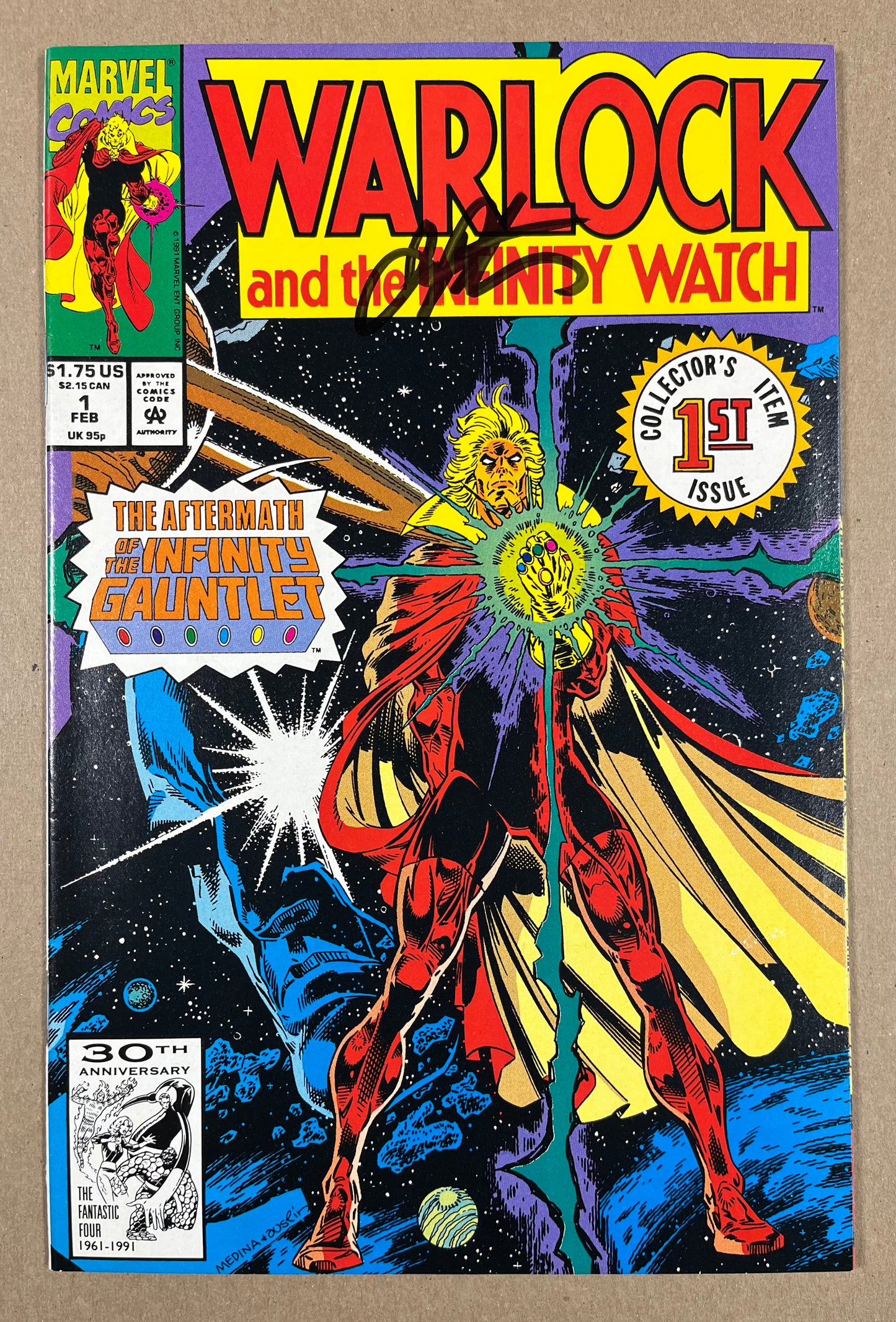 WARLOCK AND THE INFINITY WATCH #1 - 1992 - VF+ - SIGNED BY JIM STARLIN - MARVEL COMICS
