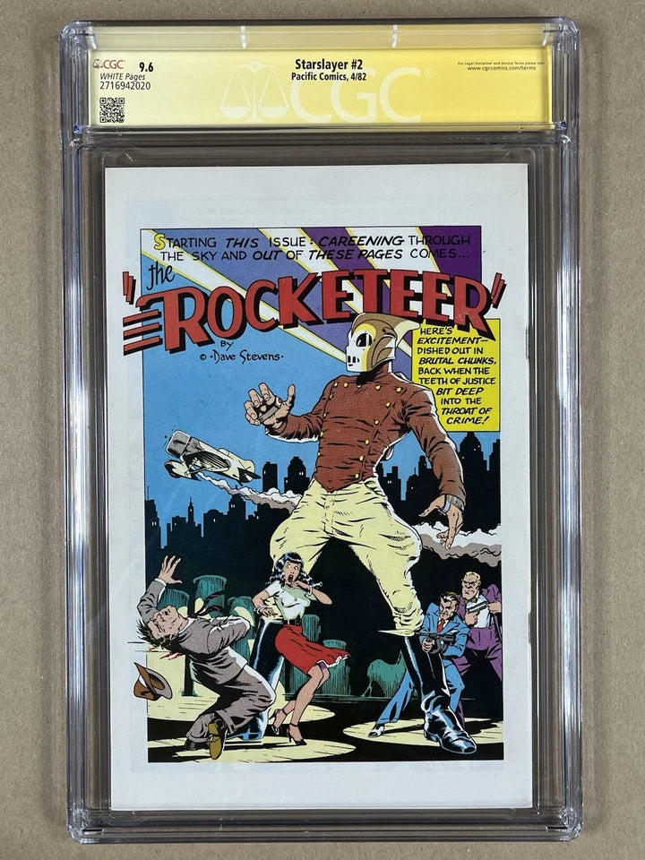 STARSLAYER #2 CGC SS 9.6 - 1ST FULL APPEARANCE OF ROCKETEER - SIGNED BY MIKE GRELL