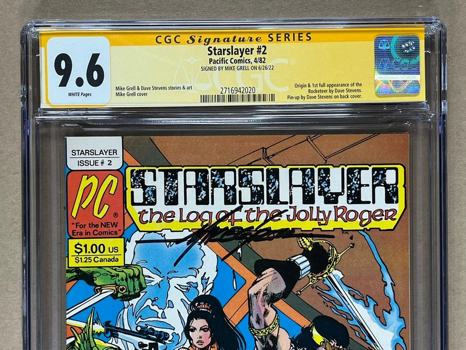 STARSLAYER #2 CGC SS 9.6 - 1ST FULL APPEARANCE OF ROCKETEER - SIGNED BY MIKE GRELL
