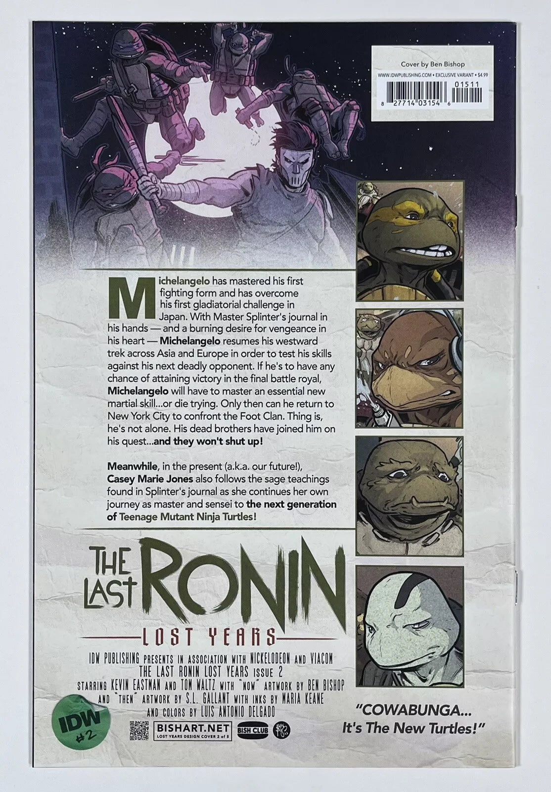TMNT: THE LAST RONIN - LOST YEARS #2 - 2023 - NM+ - BEN BISHOP VARIANT