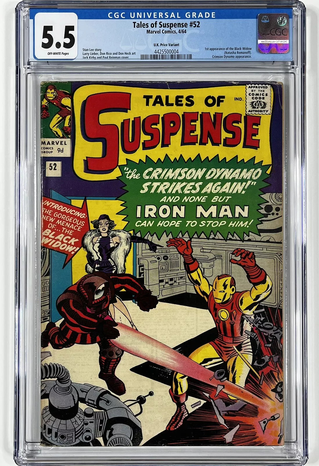 TALES OF SUSPENSE #52 CGC 5.5 - U.K. PRICE VARIANT - 1ST APPEARANCE OF BLACK WIDOW