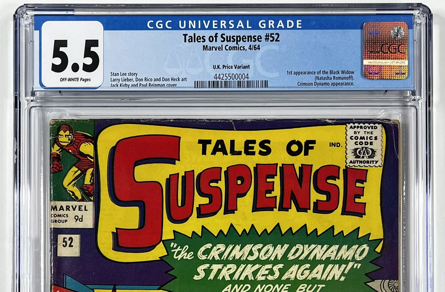 TALES OF SUSPENSE #52 CGC 5.5 - U.K. PRICE VARIANT - 1ST APPEARANCE OF BLACK WIDOW