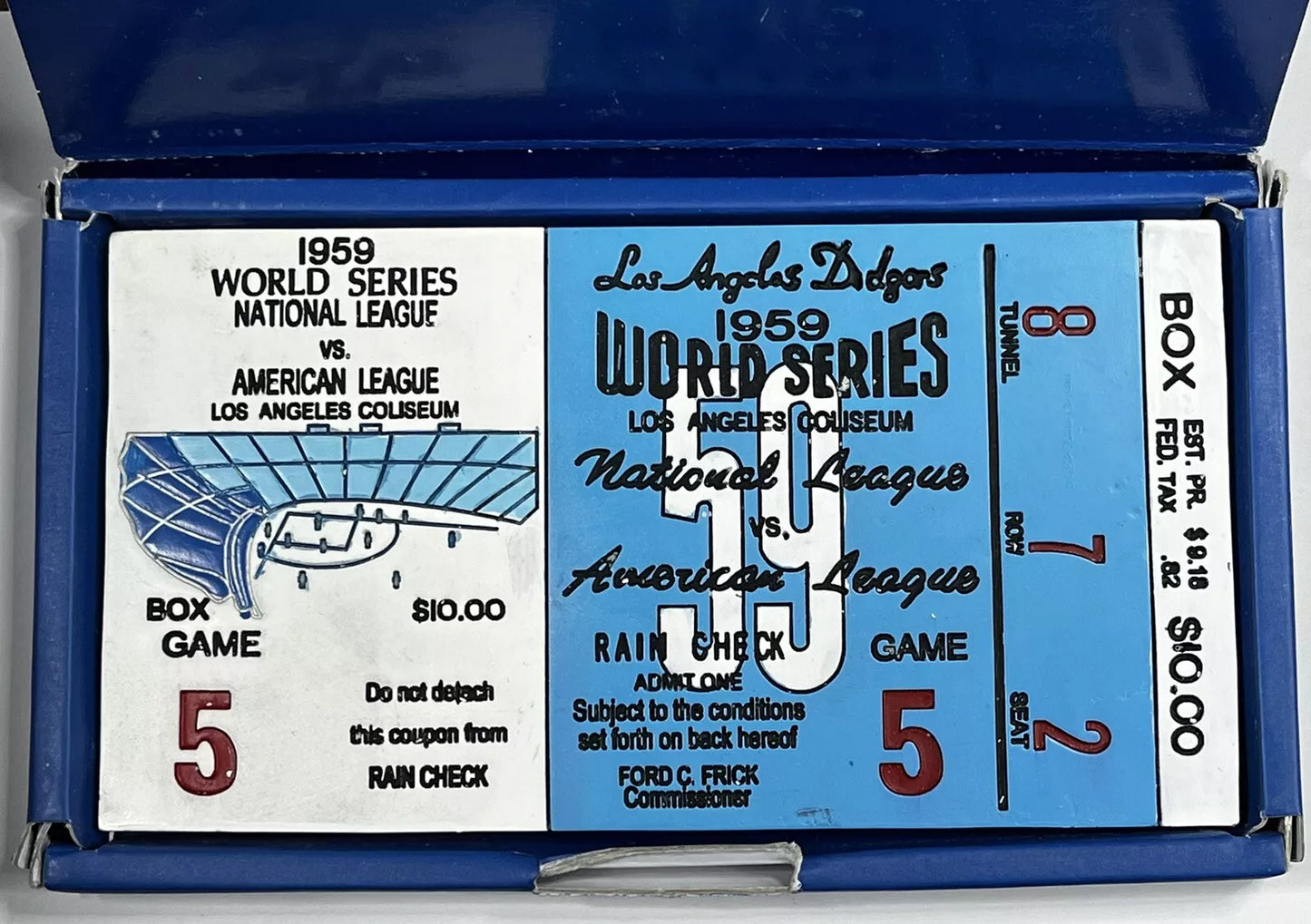 50TH ANNIVIVERSARY DODGERS 1ST CHAMPIONSHIP IN LA - WORLD SERIES 1959 - CERAMIC TICKET STUB - 2009