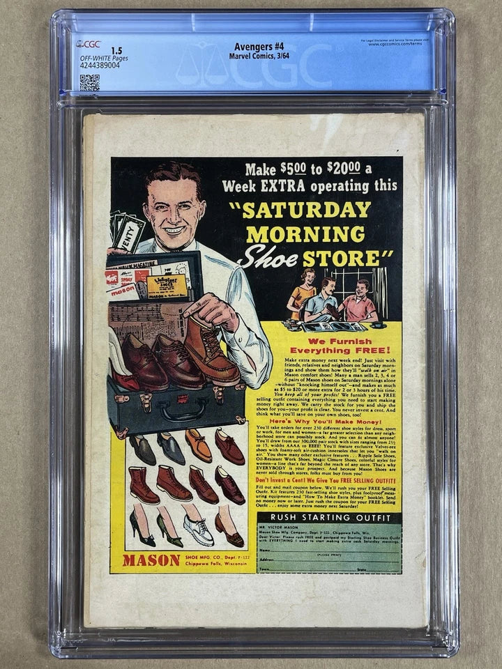 AVENGERS #4 CGC 1.5 - 1964 - 1ST SILVER AGE APPEARANCE OF CAPTAIN AMERICA