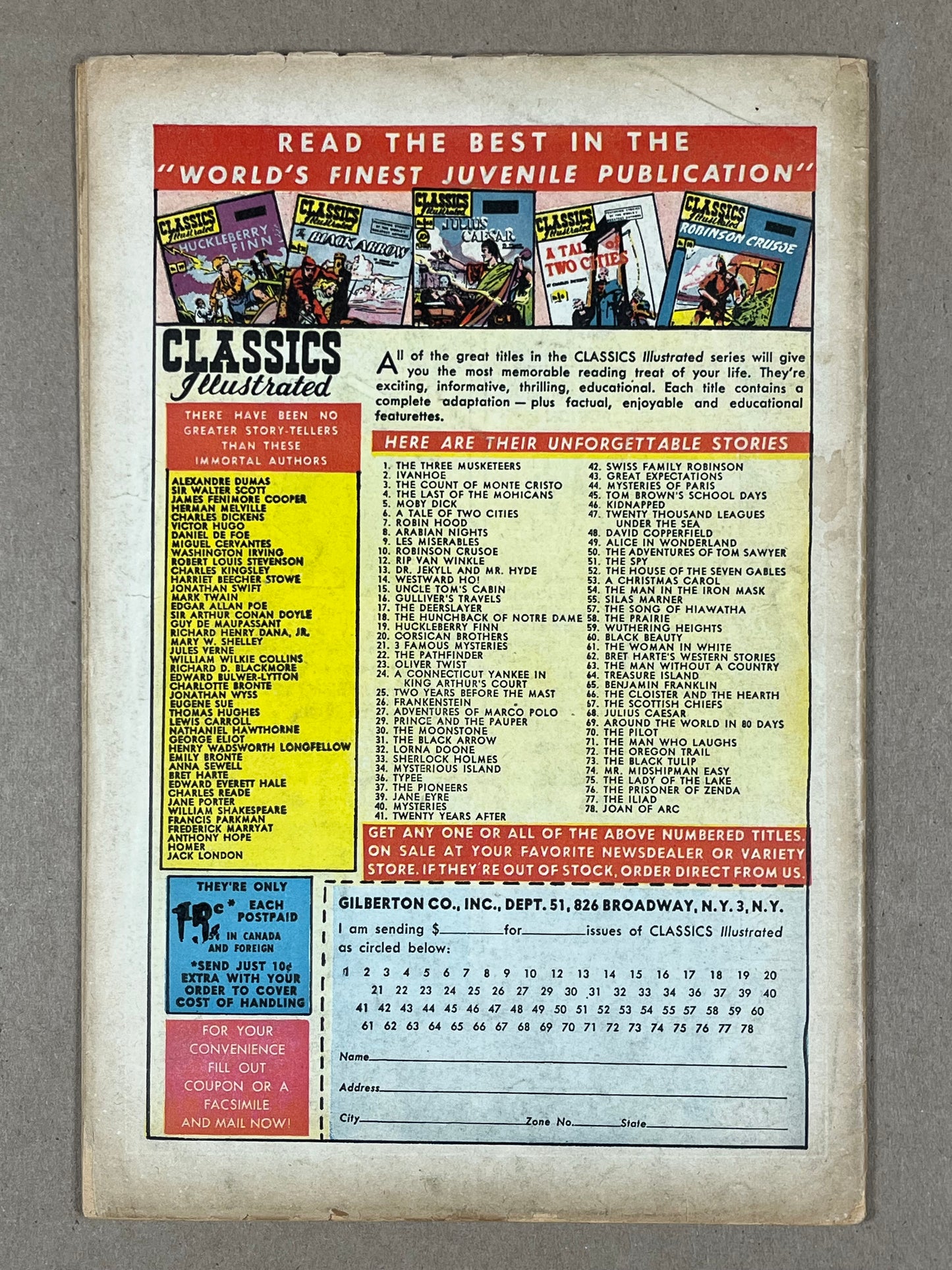 CLASSICS ILLUSTRATED #77 HRN 78 - GD/VG - THE ILIAD - GILBERTON
