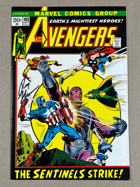 AVENGERS #103 - 1972 - FN+ - SIGNED BY ROY THOMAS w/ COA - BRONZE AGE