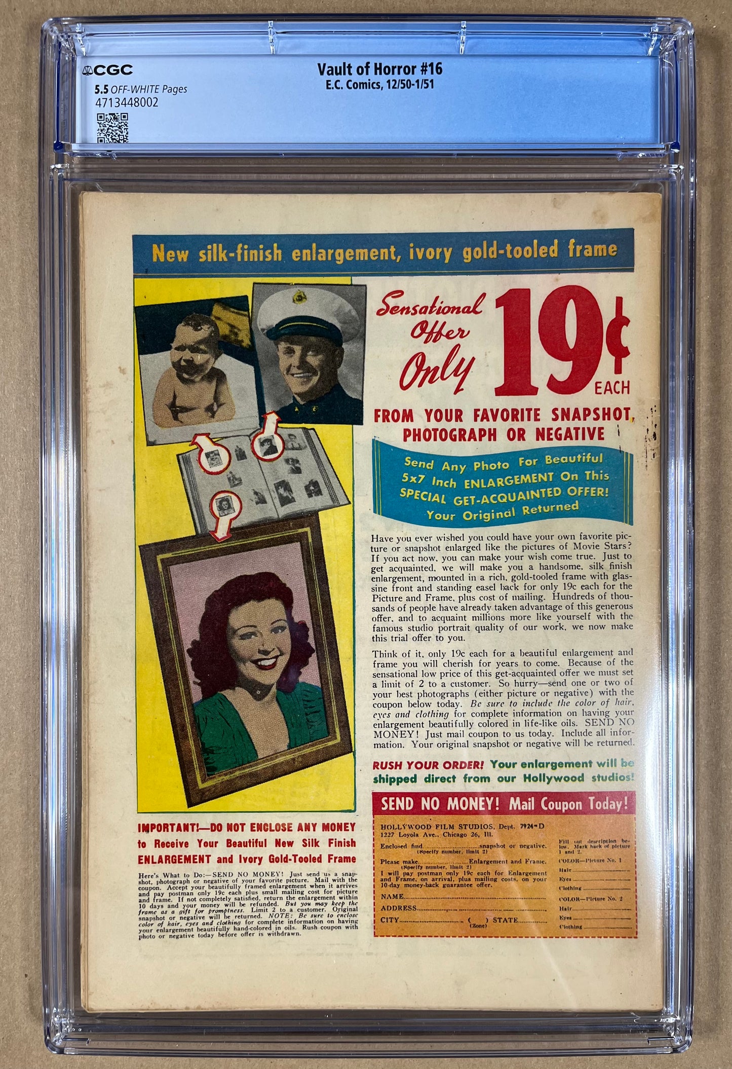 VAULT OF HORROR #16 CGC 5.5 - 1950 - JOHNNY CRAIG COVER - PRE-CODE HORROR - PCH