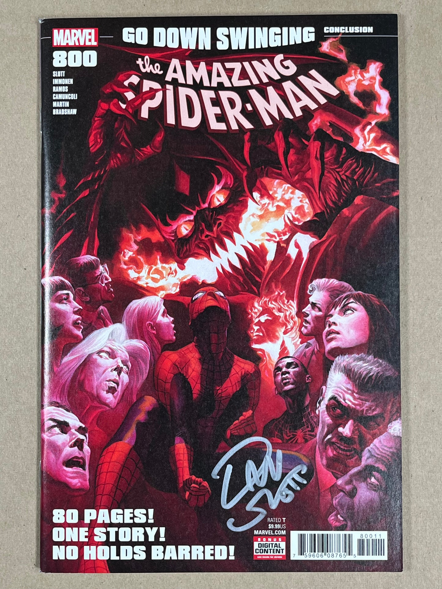 AMAZING SPIDER-MAN #800 - 2018 - VF/NM - SIGNED BY DAN SLOTT - ALEX ROSS