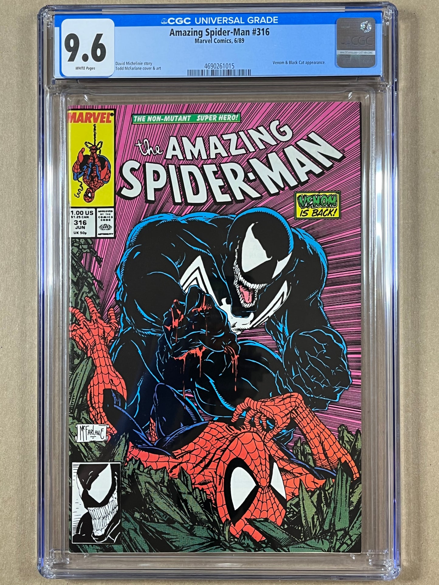 AMAZING SPIDER-MAN #316 - CGC 9.6 - TODD McFARLANE COVER & ART - 1986 - HIGH GRADE