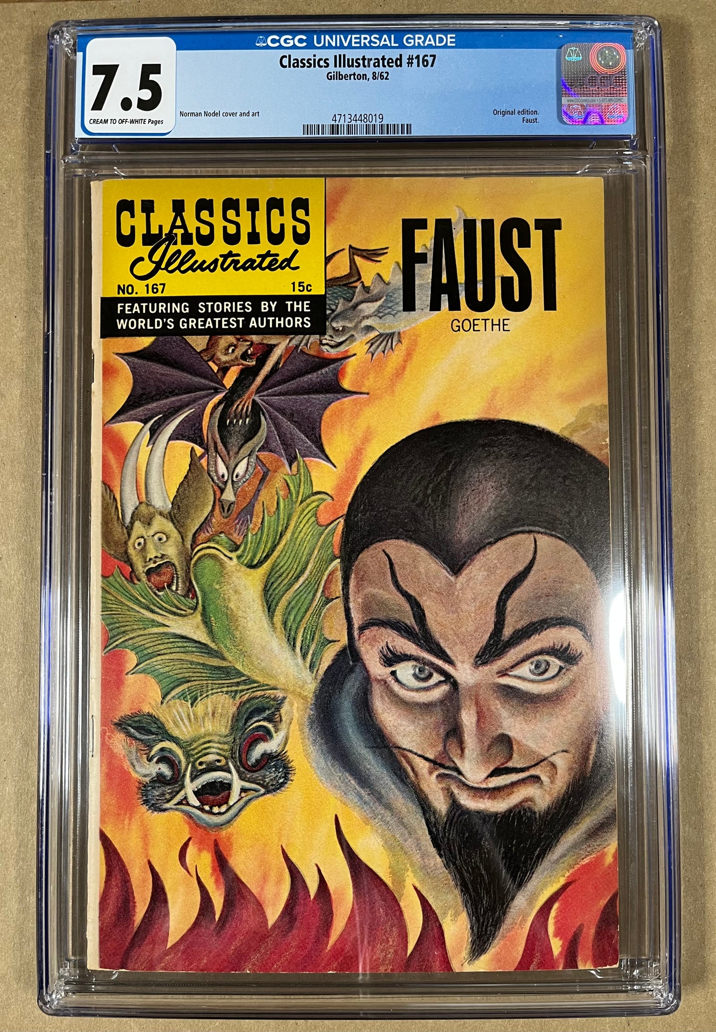 CLASSICS ILLUSTRATED #167 CGC 7.5 - 1962 - 1ST EDITION - GILBERTON - SILVER AGE