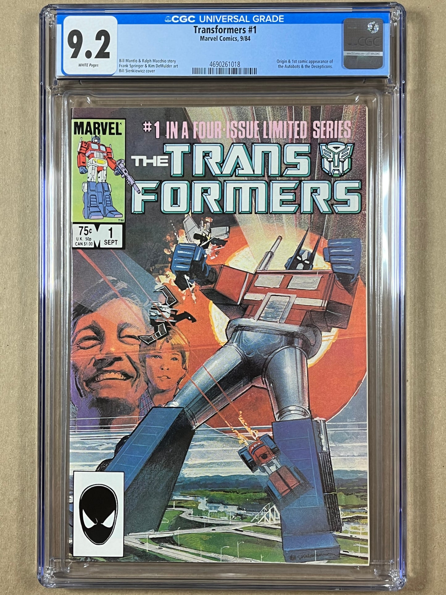 TRANSFORMERS #1 - CGC 9.2 - 1ST APPEARANCE OF AUTOBOTS & DECEPTICONS - 1984 - HIGH GRADE