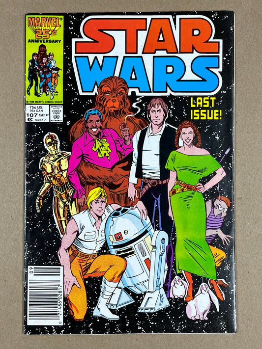 STAR WARS #107 - 1986 - FN- - NEWSSTAND EDITION - LAST ISSUE - LOW PRINT - MARVEL COMICS
