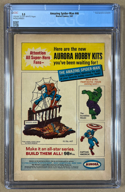 AMAZING SPIDER-MAN #46 CGC 3.5 - 1967 - 1ST APPEARANCE OF THE SHOCKER
