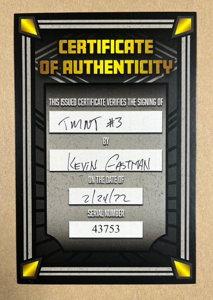 TEENAGE MUTANT NINJA TURTLES #3 - 2ND PRINT - SIGNED BY KEVIN EASTMAN W/ COA - MIRAGE