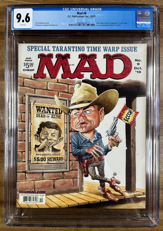 MAD #9 CGC 9.6 - 2019 - LAST NEWSSTAND ISSUE - ONCE UPON A TIME IN HOLLYWOOD COVER AND MOVIE SATIRE - QUENTIN TARANTINO - LOW POP - HIGH GRADE