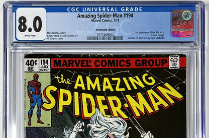 AMAZING SPIDER-MAN #194 CGC 8.0 - 1979 - NEWSSTAND EDITION - 1ST APPEARANCE OF BLACK CAT