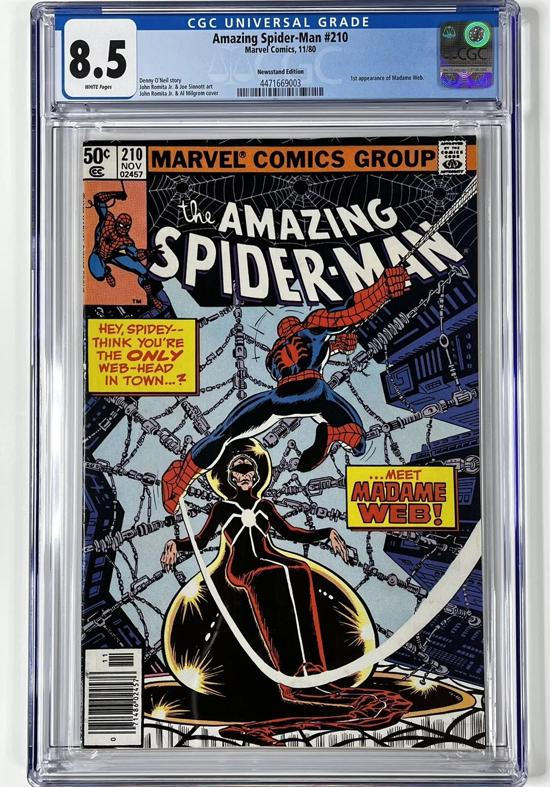 AMAZING SPIDER-MAN #210 CGC 8.5 - 1980 - NEWSSTAND EDITION - 1ST APPEARANCE OF MADAME WEB