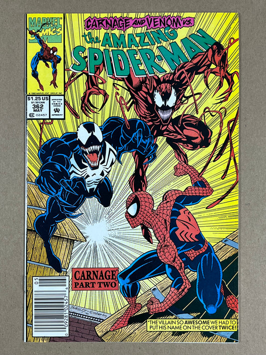 AMAZING SPIDER-MAN #362 - 1992 - NM - NEWSSTAND EDITION - 2ND FULL APPEARANCE OF CARNAGE