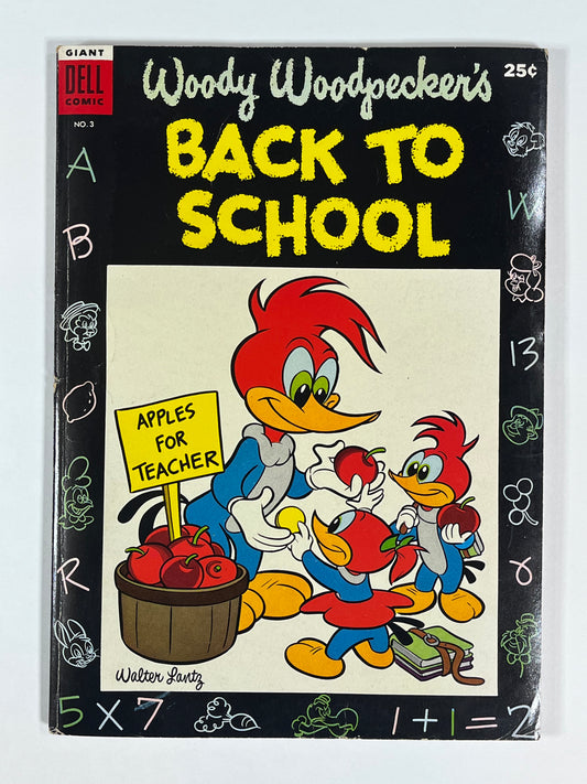 WALTER LANTZ WOODY WOODPECKER'S BACK TO SCHOOL #3 - 1954 - VG/FN - GOLDEN AGE - DELL COMICS