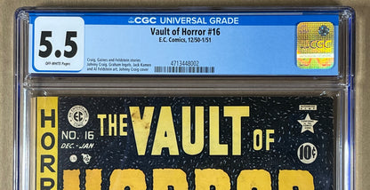 VAULT OF HORROR #16 CGC 5.5 - 1950 - JOHNNY CRAIG COVER - PRE-CODE HORROR - PCH