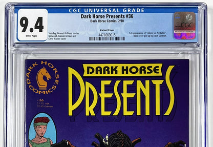 DARK HORSE PRESENTS #36 CGC 9.4 - 1990 - CHRIS WARNER VARIANT - 1ST ALIENS VS. PREDATOR