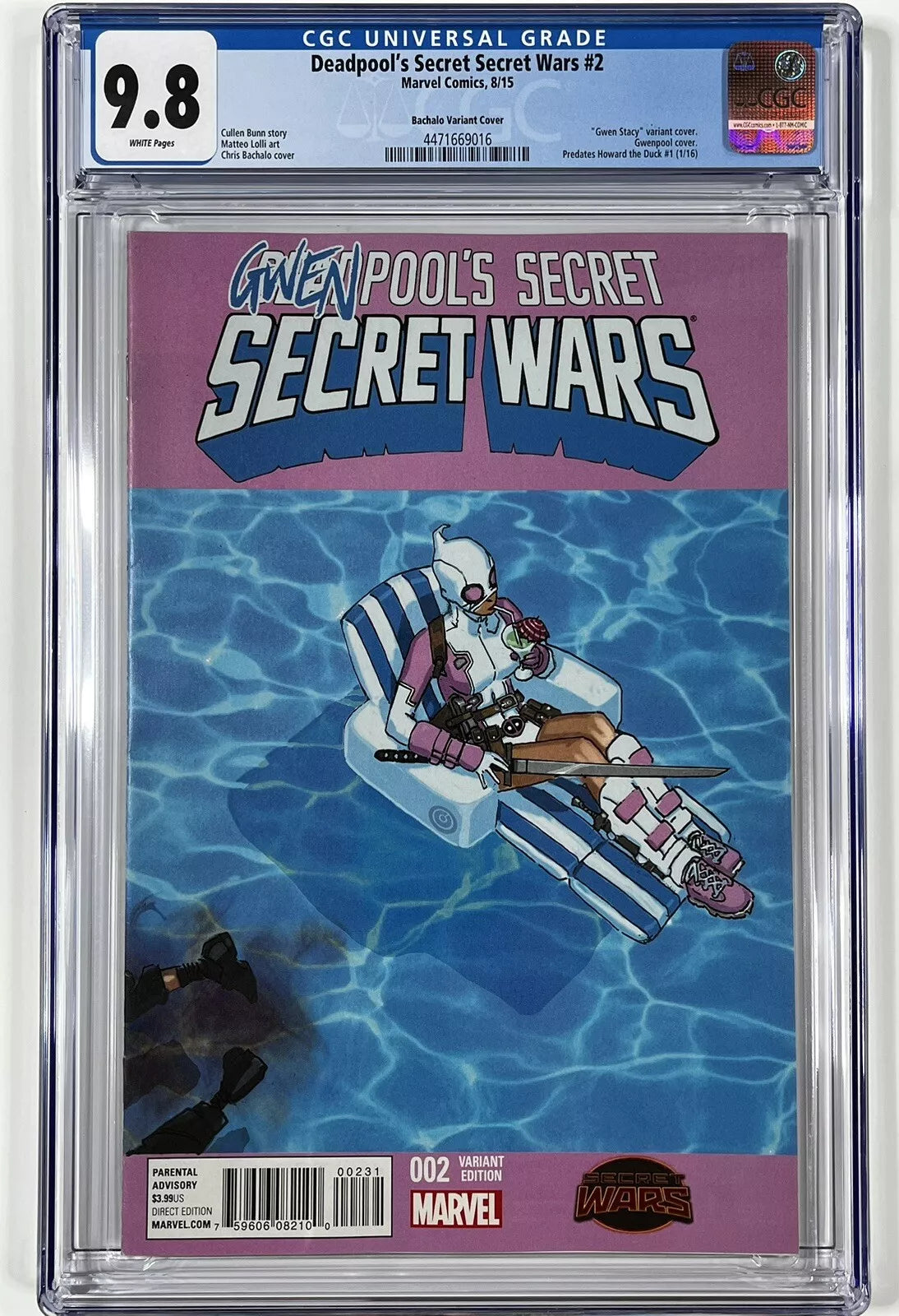 DEADPOOL'S SECRET SECRET WARS #2 CGC 9.8 - 2015 - CHRIS BACHALO VARIANT - 1ST APPEARANCE OF GWENPOOL