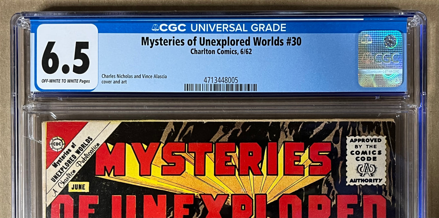 MYSTERIES OF UNEXPLORED WORLDS #30 CGC 6.5 - CREATURE COVER - 1962 - HTF