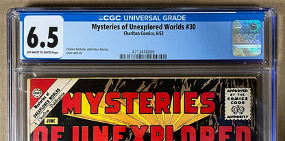 MYSTERIES OF UNEXPLORED WORLDS #30 CGC 6.5 - CREATURE COVER - 1962 - HTF