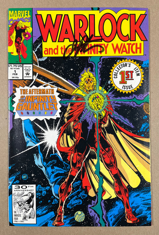 WARLOCK AND THE INFINITY WATCH #1 - 1992 - VF+ - SIGNED BY JIM STARLIN - MARVEL COMICS