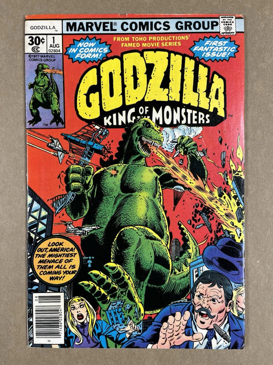 GODZILLA #1 - 1977 - FN+ - HERB TRIMPE COVER - BRONZE AGE - MARVEL COMICS