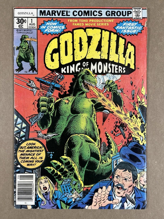 GODZILLA #1 - 1977 - VG - HERB TRIMPE COVER - BRONZE AGE - MARVEL COMICS