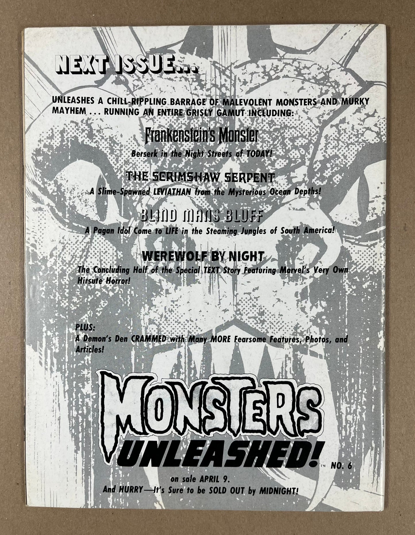 MONSTERS UNLEASHED #5 - 1974 - FN/VF - MAN-THING COVER & APPEARANCE - MARVEL