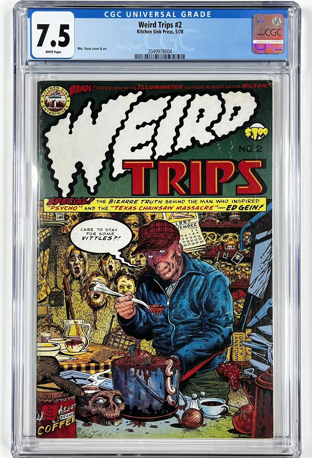WEIRD TRIPS #2 CGC 7.5 - 1978 - ED GEIN COVER & STORY - WM. STOUT COVER