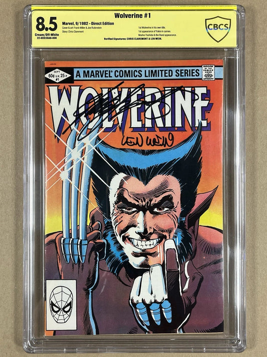 WOLVERINE LIMITED SERIES #1 CBCS 8.5 - VERIFIED - SIGNED BY CLAREMONT & WEIN