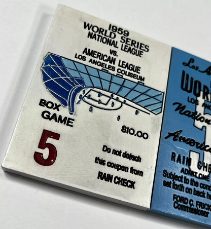 50TH ANNIVIVERSARY DODGERS 1ST CHAMPIONSHIP IN LA - WORLD SERIES 1959 - CERAMIC TICKET STUB - 2009