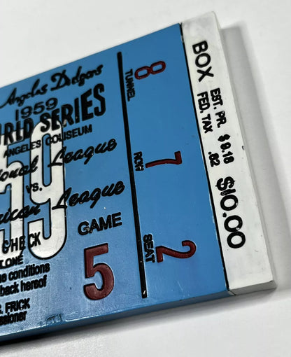 50TH ANNIVIVERSARY DODGERS 1ST CHAMPIONSHIP IN LA - WORLD SERIES 1959 - CERAMIC TICKET STUB - 2009