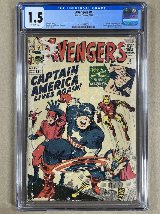 AVENGERS #4 CGC 1.5 - 1964 - 1ST SILVER AGE APPEARANCE OF CAPTAIN AMERICA