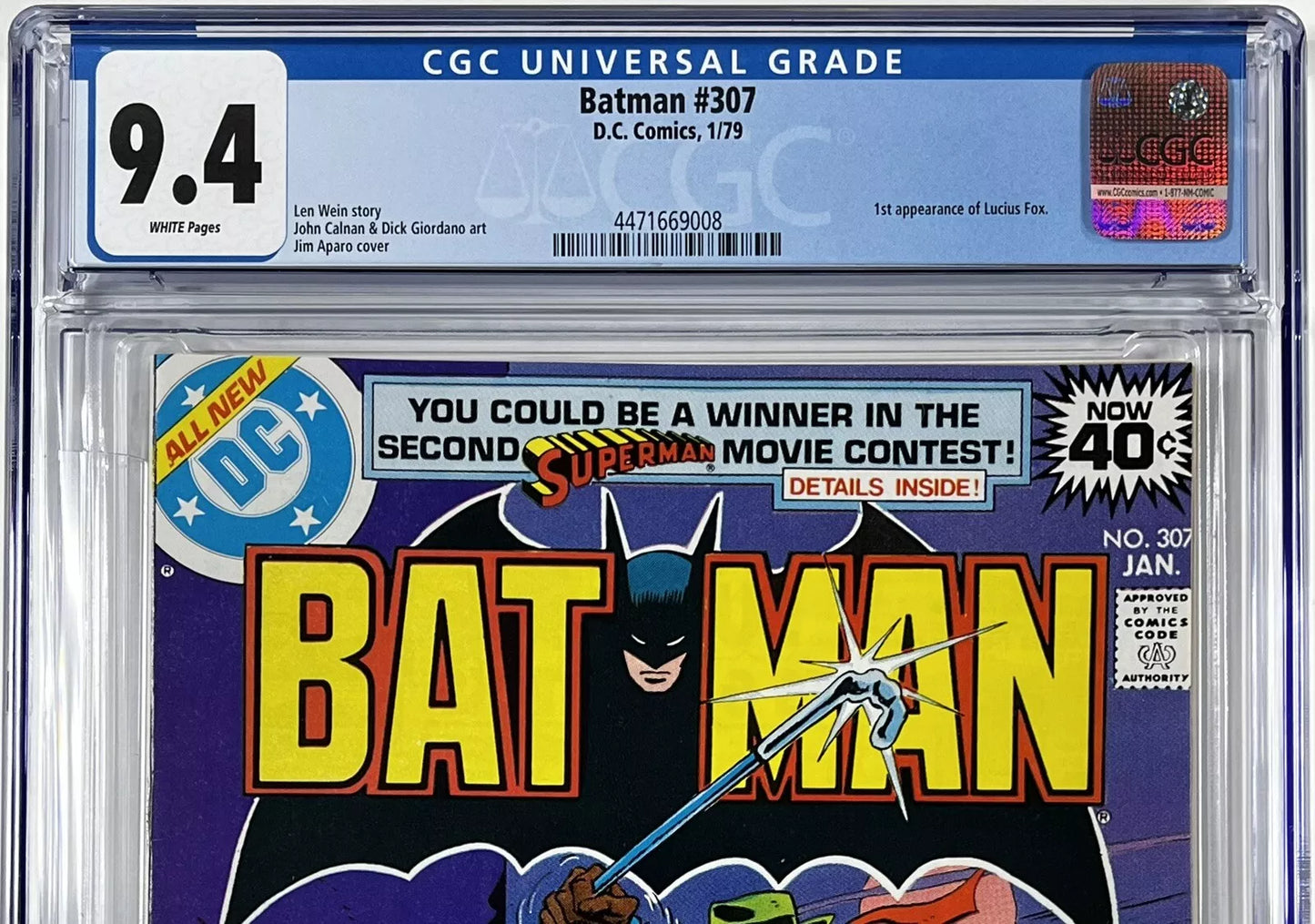 BATMAN #307 CGC 9.4 - 1979 - 1ST APPEARANCE OF LUCIUS FOX - DC COMICS